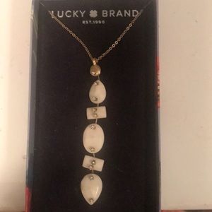 NWT lucky Brand necklace, faux ivory w/ rhinstone!